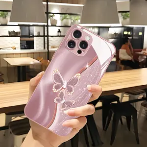 Golden Butterfly Suitable for iPhone 16 Pro Max/16 Plus/16 Pro/16/15 Pro Max/15 Plus/15 Pro/15/14 Pro Max/14 Plus/14 Pro/14/13 Pro Max/13 Pro/13/12 Pro Max/12 Pro/12/11 Pro Max/11 Pro/11 HD Glass Protective Case Suitable for 11 Holiday Gifts 15 Models Ava