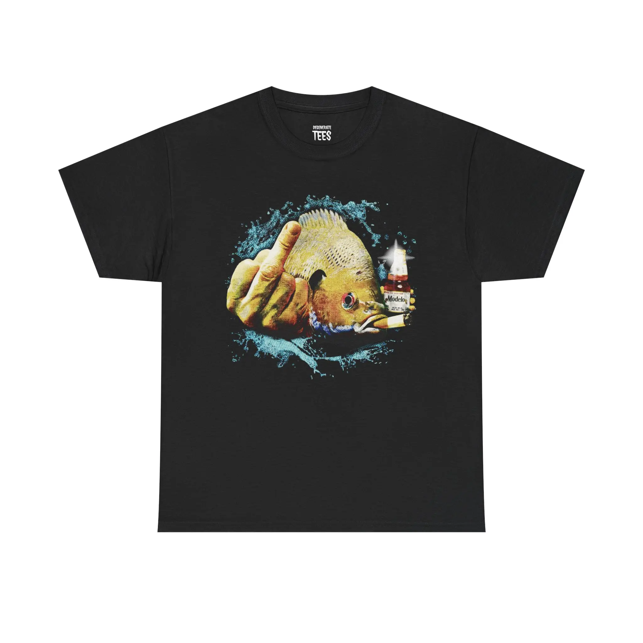 Menswear Oversized Breathable Short-Sleeve Casual Premium Bluegill Fishing Shirt - Funny Fish Middle Finger Graphic Tee, Shortsleeve, Cotton, Fashion, Retro, Tops, Round Neck, Streetwear, Men's T Shirts, Soft, Gifts For Boyfriend, Meme Shirts Funny sohoch