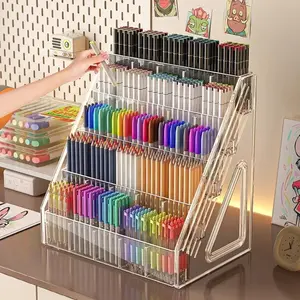 Large Capacity Acrylic Marker Holder, Multifunctional Desk Organizer, Ideal for Watercolor Pens, Brushes, and Markers, Office Supplies