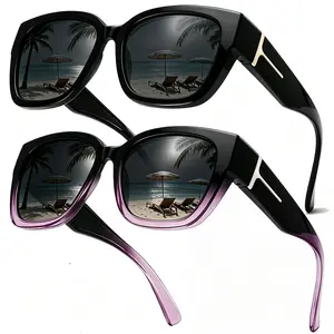 【FitOver Sunglasses】Women's Fit Over Prescription Sunglasses - Oversized Square Full-Rim Plastic Frames Mirrored Polarized , UV400 Protection, Trendy Sunglasses, Unisex Fashion Accessory for Summer Wins, Accessories for Women The Choice of Gifts 1/2Pcs
