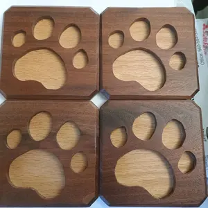 Dog Paw/Bone Coasters Set of 4/6 - Wooden Coasters with Paw Design for Drinks and Decor