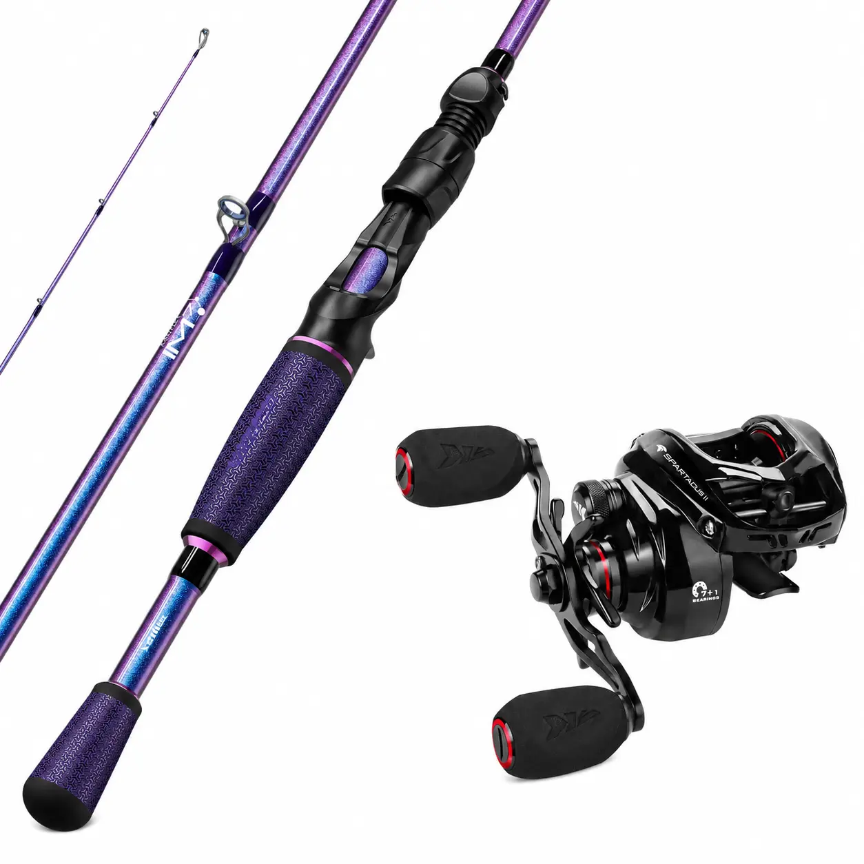 KastKing Royale Legend Pro Baitcasting Rod & Spartacus II Baitcasting Reel Combo, 7'2" Medium Fast 2-Piece IM7 Graphite Casting Rod, Right-Hand 7.2:1 Ultralight Reel, 17.6 LB Carbon Fiber Drag