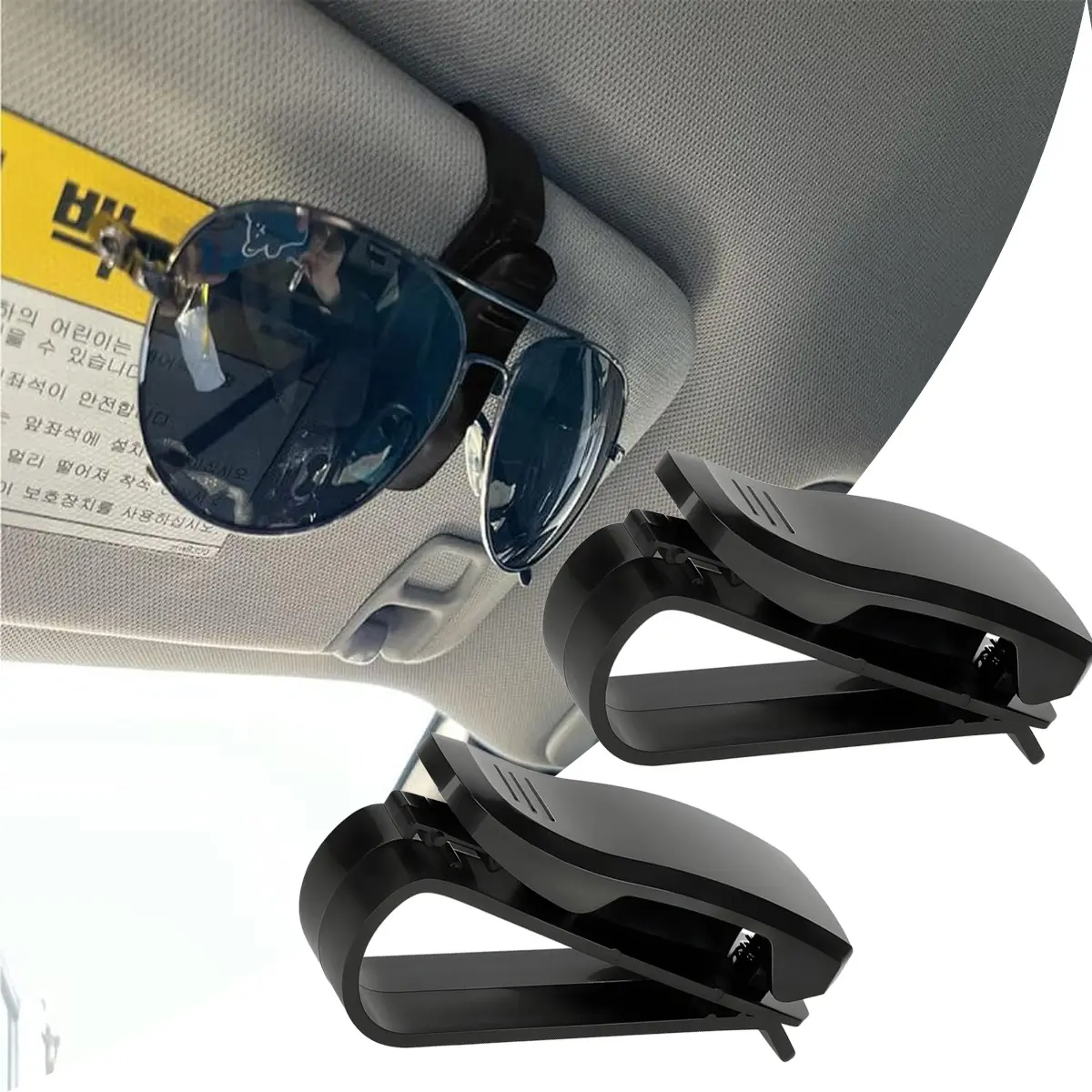 Car Visor Sunglass Holder Clip One-Handed Operation Silicone Padded Metal Clip Universal Fit for Cars