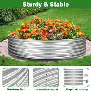 Round Galvanized Raised Garden Beds Outdoor, Steel Fire Pit Ring Flower Planter Large Metal Above Ground Boxes Kit for Gardening Vegetables Outside,Flower Pots