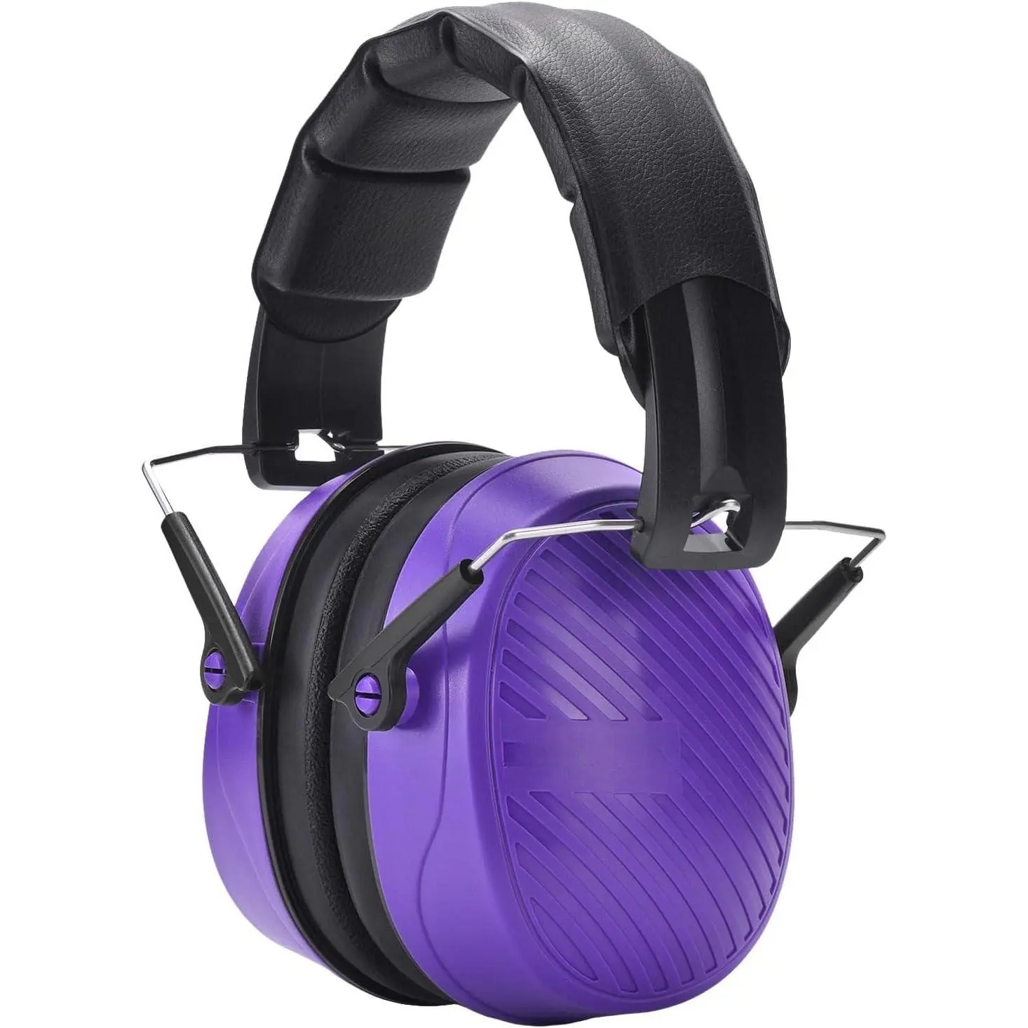 Z-RDL17 038 Sturdy Adjustable Padded Passive Safety Earmuffs - 28dB NRR, 7.3oz ABS Shell, High-Density Foam, Lightweight Compact Foldable Headset for Construction, Factories (Includes Compact Bag), Purple