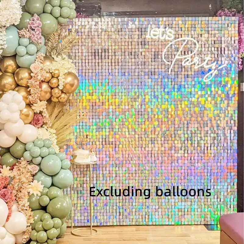 Sequin Backdrop, 24/36 Panels Square Sequin Shimmer, Glitter Photo Backdrop, Photo Backdrops for Birthday, Anniversary, Wedding, Graduation, Bachelorette Party Decorations, Sequins Backdrop