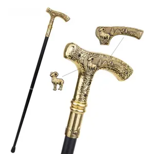 Elegant Goat Head Handle Walking Cane - 35.43" Alloy Ceremonial Staff for Parties, Cosplay & Formal Events