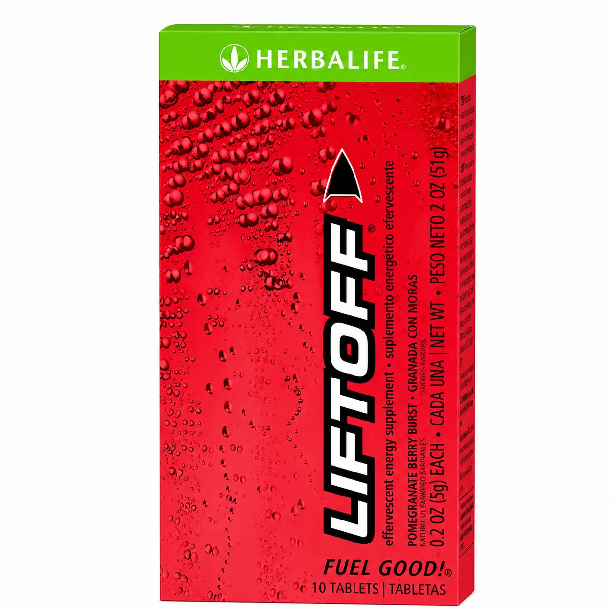 Herbalife Liftoff Pomegranate Berry Burst 10 Tablets Effervescent Energy Drink Mix with Caffeine Vitamin C & B Complex for Mental Alertness