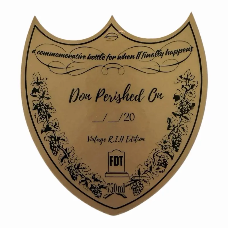Don Perished On Custom Bottle Sticker - Vintage R.I.H. Edition 750ml Commemorative Label for Special Occasions
