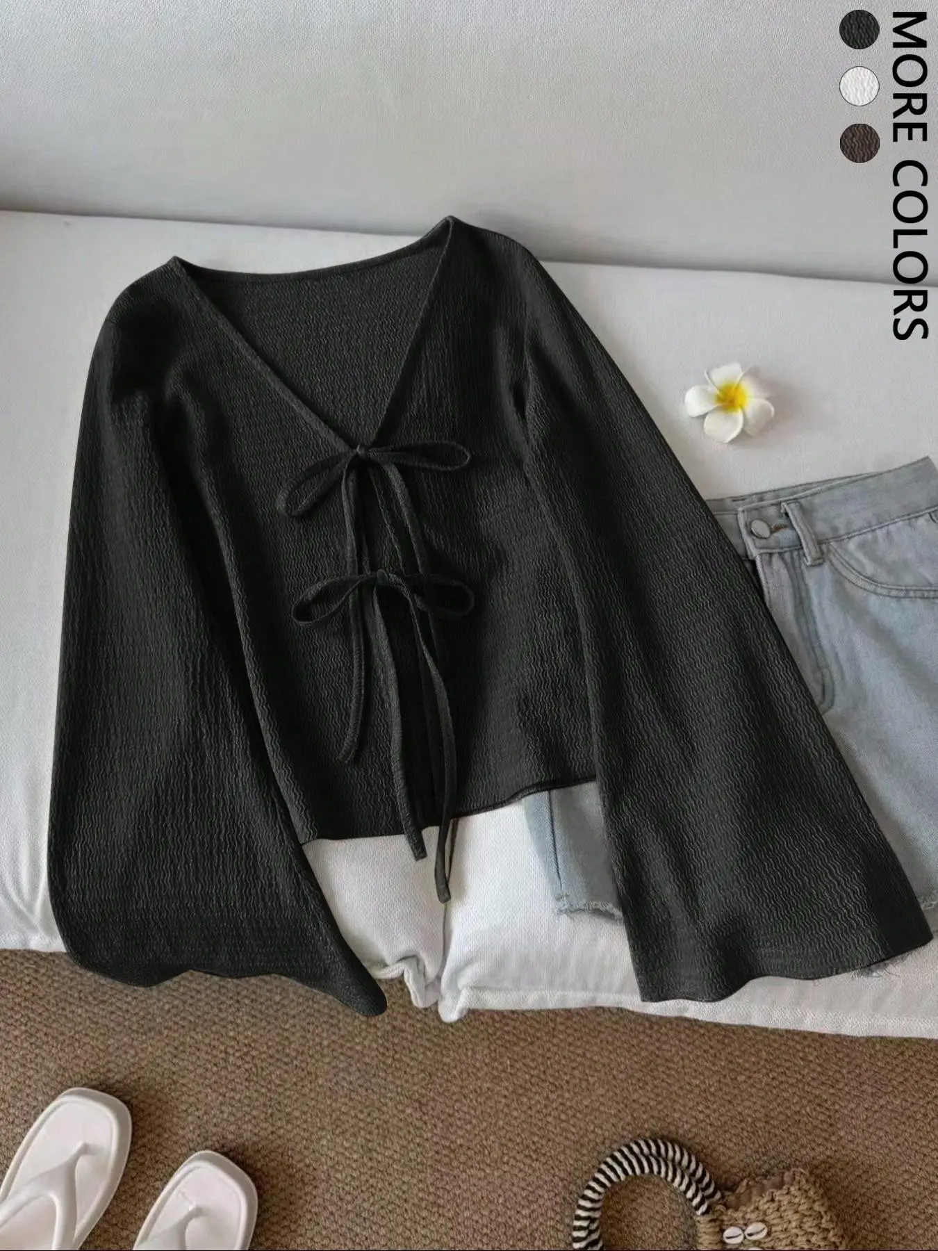 Women's Long Sleeve Cardigan Top, Clothes, Fitted, Fashionable and Versatile, Unique Design, Perfect for Casual Everyday Wear, Stylish Ladies' Outerwear, Womenswear, Minimalist