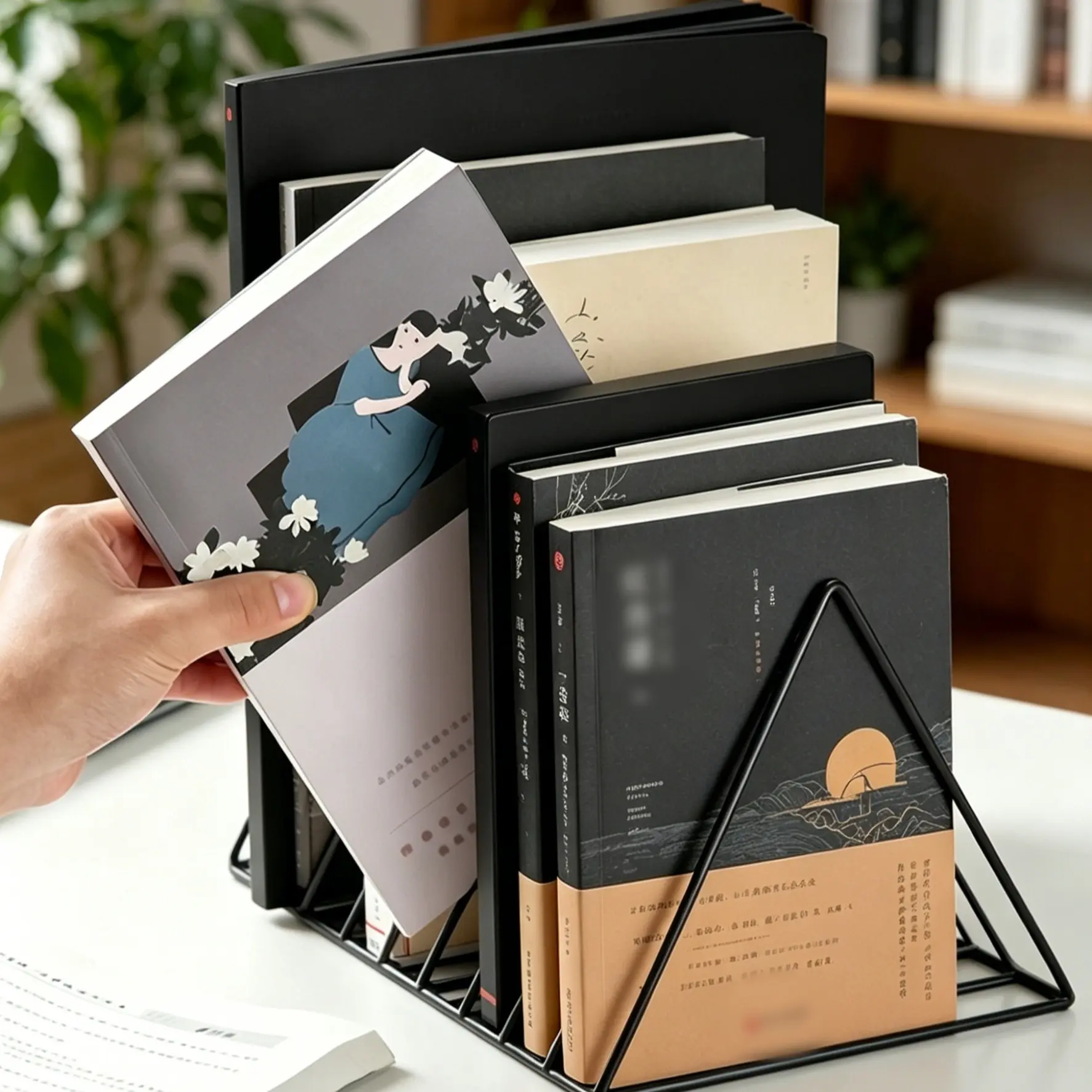 Triangular Wire Desk Book Rack | Metal Magazine & File Organizer for Home, Office & Classroom, Sturdy & Stylish, File Holder for Desk, Desk Accessories, Desktop Accessory #DeskOrganizer #SchoolEssentials