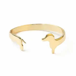 INK+ALLOY Abigail Dachshund Cuff Bracelet Brass Adjustable Hypoallergenic Nickel-Free Handmade in India Unique One-of-a-Kind Design