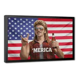 ’MERICA Mullet Man American Flag – Funny Patriotic Truck, Garage & Mud Muddin Flag – Perfect Gift Freedom Lovers Funny Flag tapestry banners mens