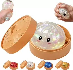 Glitter Dumpling Squishy with Box, Soft Sensory Squeeze Fidget Toy for Stress Relief, Mystery Glitter Dumpling Squishies, Anxiety Relief Decompression Dough Toy，Dumpling blind box