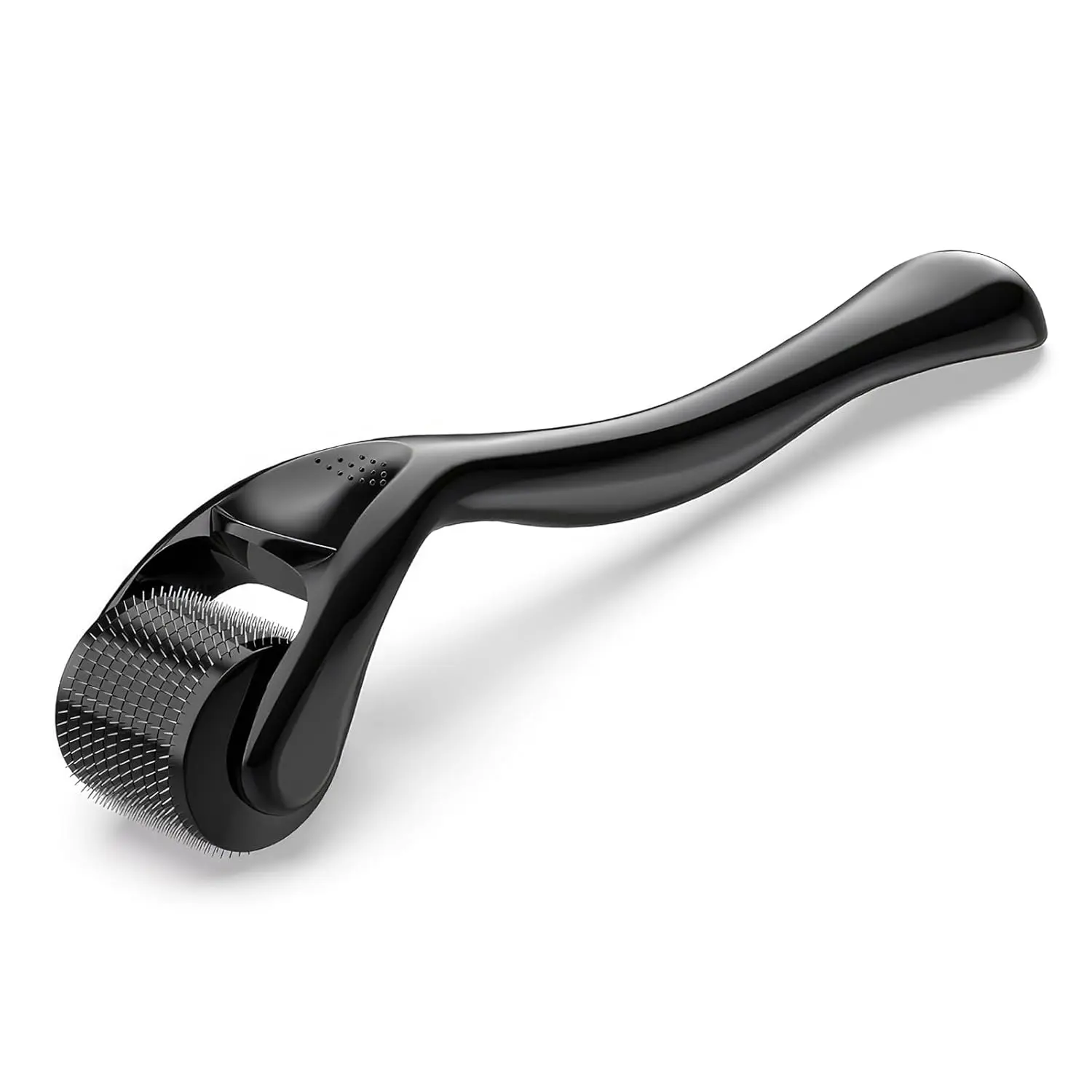 Derma Roller with 540 Needles for Face, Beard & Hair – Gentle Massage Roller for Daily Skincare Routine – Suitable for Men & Women 0.3 Glossy Black