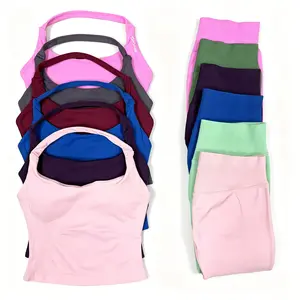 DFYNE Impact Set - Square-Neck Halter Top & Glute-Contouring Leggings, Seamless High-Stretch Gym Workout Suit