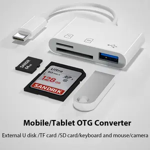 Multifunction USB-C OTG Card Reader, Compact Type-C Adapter for TF, CF, SD Memory Cards, Compatible with iPad Pro, MacBook, Samsung Devices