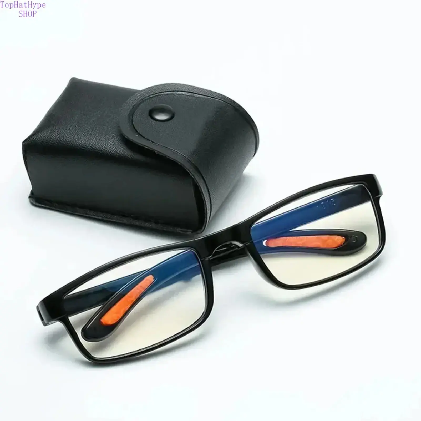 Unisex Foldable Reading Glasses TR90 Lightweight Frame, Anti Blue Light Eyewear with Portable Case, AC Clear Lenses +1.0 to +4.0 Strengths, Durable Comfortable Presbyopic Glasses for Daily Reading, Work & Outdoor Use