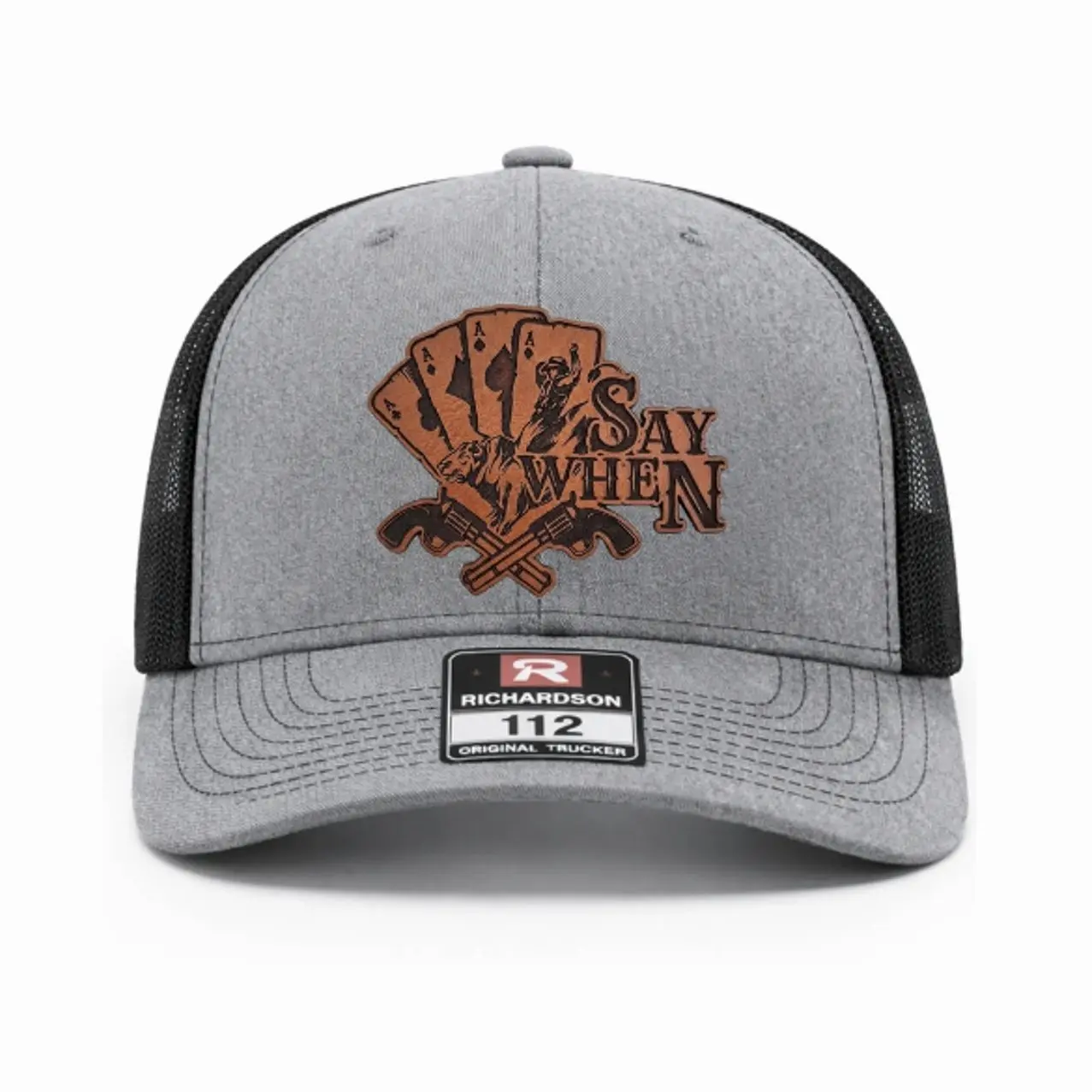Doc Holliday Say When Richardson 112 Hat, Outlaw Cowboy Gunfighter Leather Patch, Western Four Aces Custom Snapback, Retro Outdoor Country Farm Ranch Wildlife Gift For Him, Vintage Simple Classic Sun Cap, Casual Daily Wear Headwear