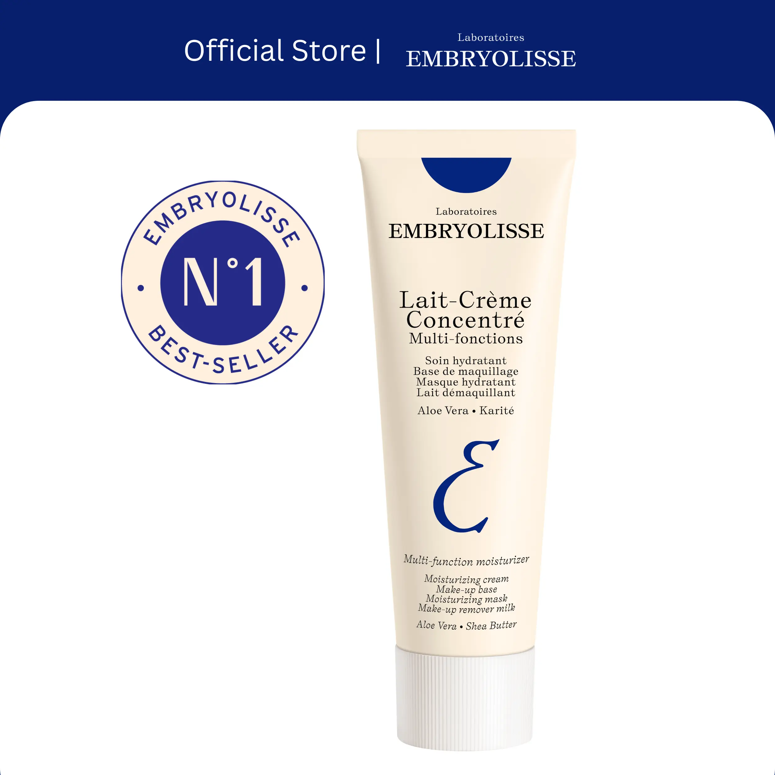 Embryolisse French Cult Favorite Lait-Crème Concentré 2.54 fl.oz. - 6-in 1 Face Moisturizer + Makeup Primer Floral Cleansing