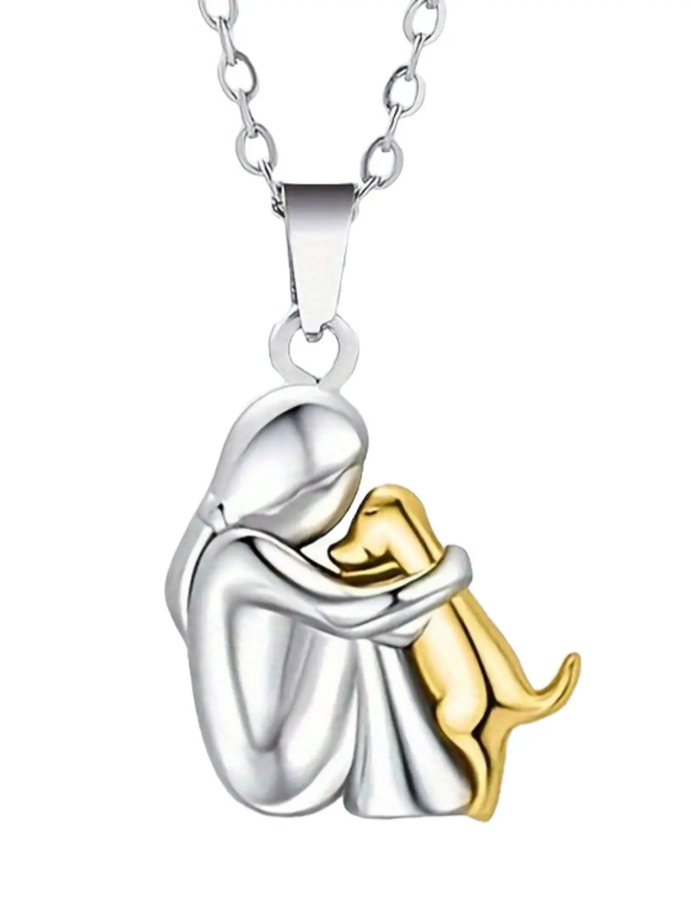 Unique Pet Lover Necklace for Boys Girls with Cat Dog Hug Charm Trendy Minimalist Jewelry