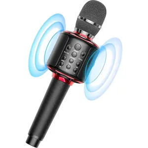 Karaoke Microphone, Built-in Loud Speaker for 10H Playback, Add Reverb/Duet Mode/Earbuds , Portable Karaoke Machine for Entertainment & Singing Practice (Black&Red)