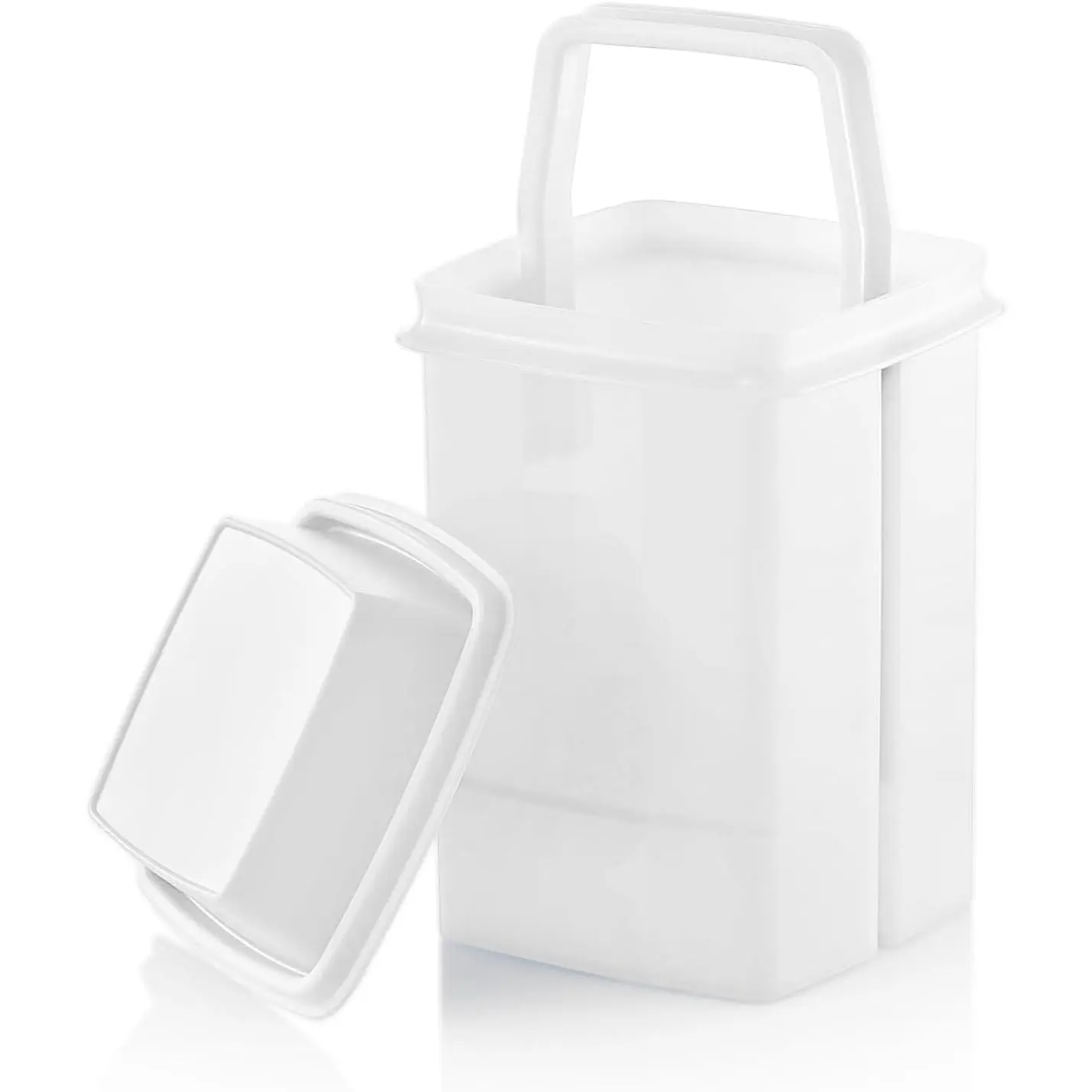 BPA-Free Plastic Pickle Container with Strainer, Detachable Handle Lid - Reusable Canister Food Storage for Jalapenos, Mess-Free Condiment Preservation - White Kitchen Utensil & Gadget