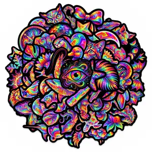 50 Rainbow Tie-Dye Graffiti Stickers for Creative Decoration of Phone Cases, Notebooks, and Guitars