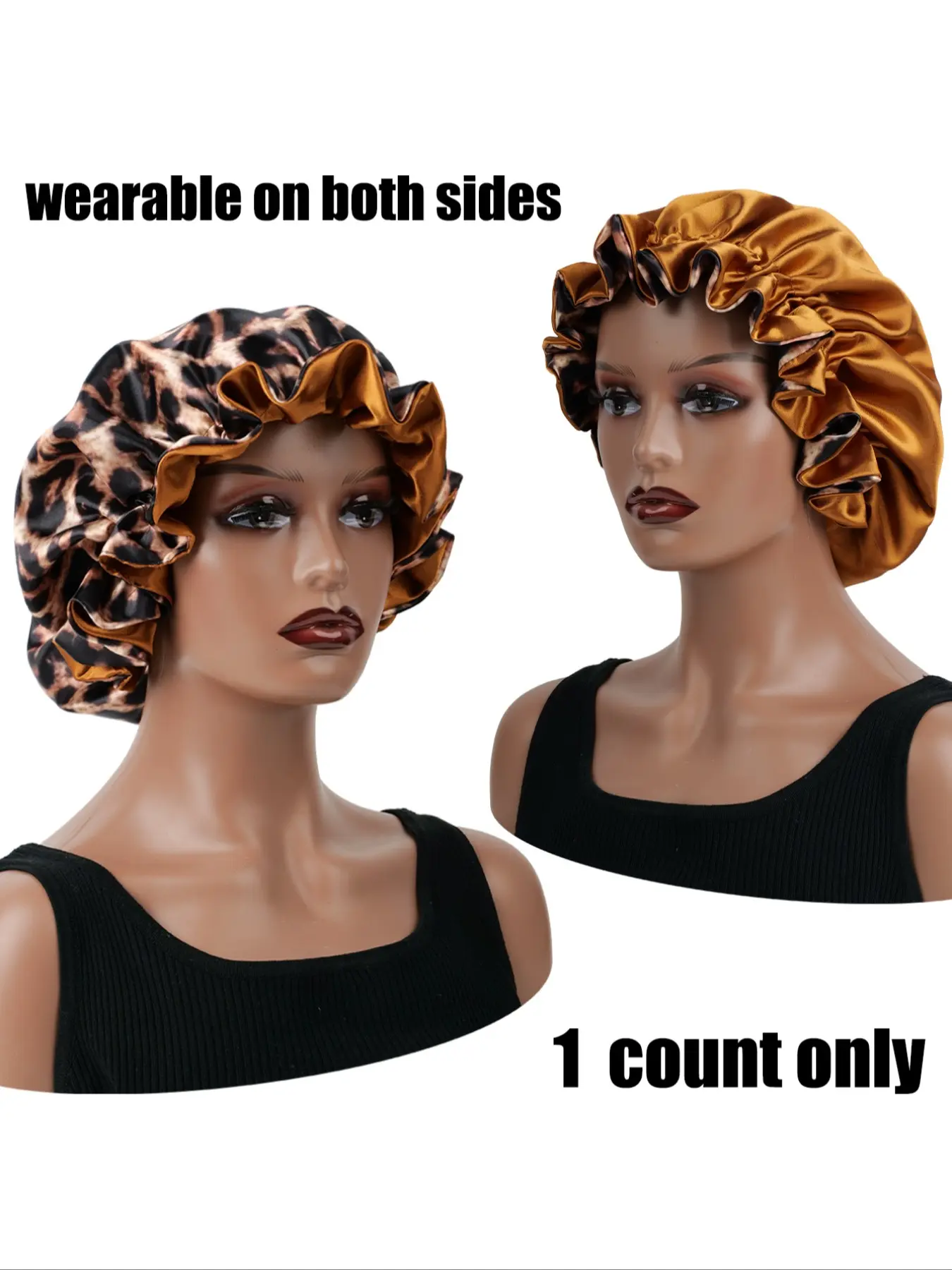 Women's Leopard Print Lace Sleep Cap, Fitted Style, Soft Comfortable Material, All Season Use, Perfect Holiday Gift, Ladies' Nightcap, Bonnets for sleeping, hair bonnets, Hair Care Cap, Stylish Bedding Accessory