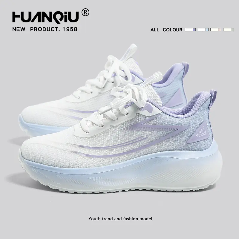 HUANQIU Women's Fly-Knit Running Shoes - Lightweight Synthetic Mesh Casual Trainers, Trending Thick-Soled Fitness Shoes for Women, Non-Slip Durable Female Footwear for All Seasons