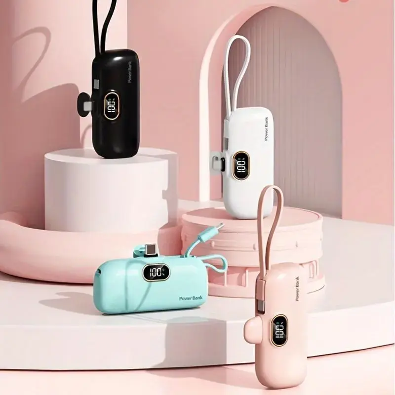 [Free Ship]22.5W Rapid Output Mini Portable Charger, 5000mAh Mini Power Bank, Dual Ports with LED Digital Power Indicator, Travel Essential Compact Phone Charger