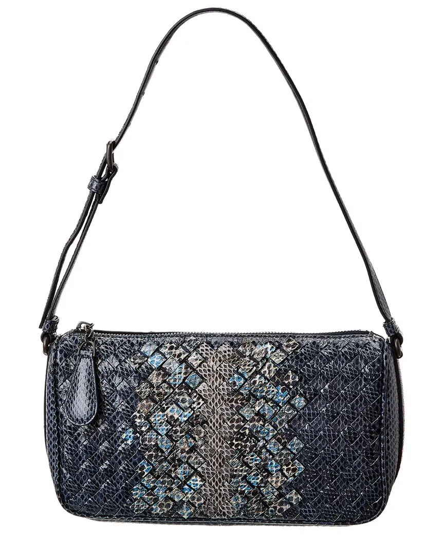 Bottega Veneta Intrecciato Snakeskin Shoulder Bag (Authentic Pre-Loved)