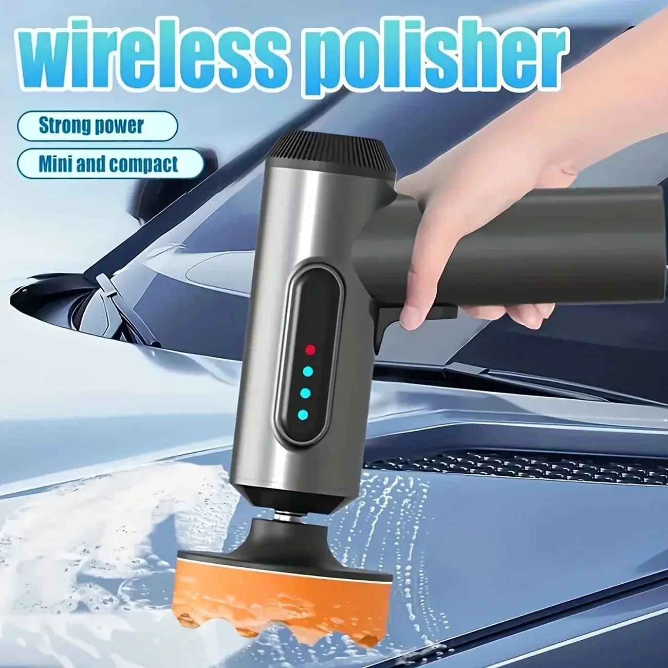 USB Rechargeable Car Polisher - Random Orbital Buffer with Low Vibration, Compact Portability, Pad + Brush, Zinc Alloy Build, Efficient Waxing & Polishing, Scratch Removal, Vehicle Gloss Restoration (Ideal for Home Car Care Gifts)