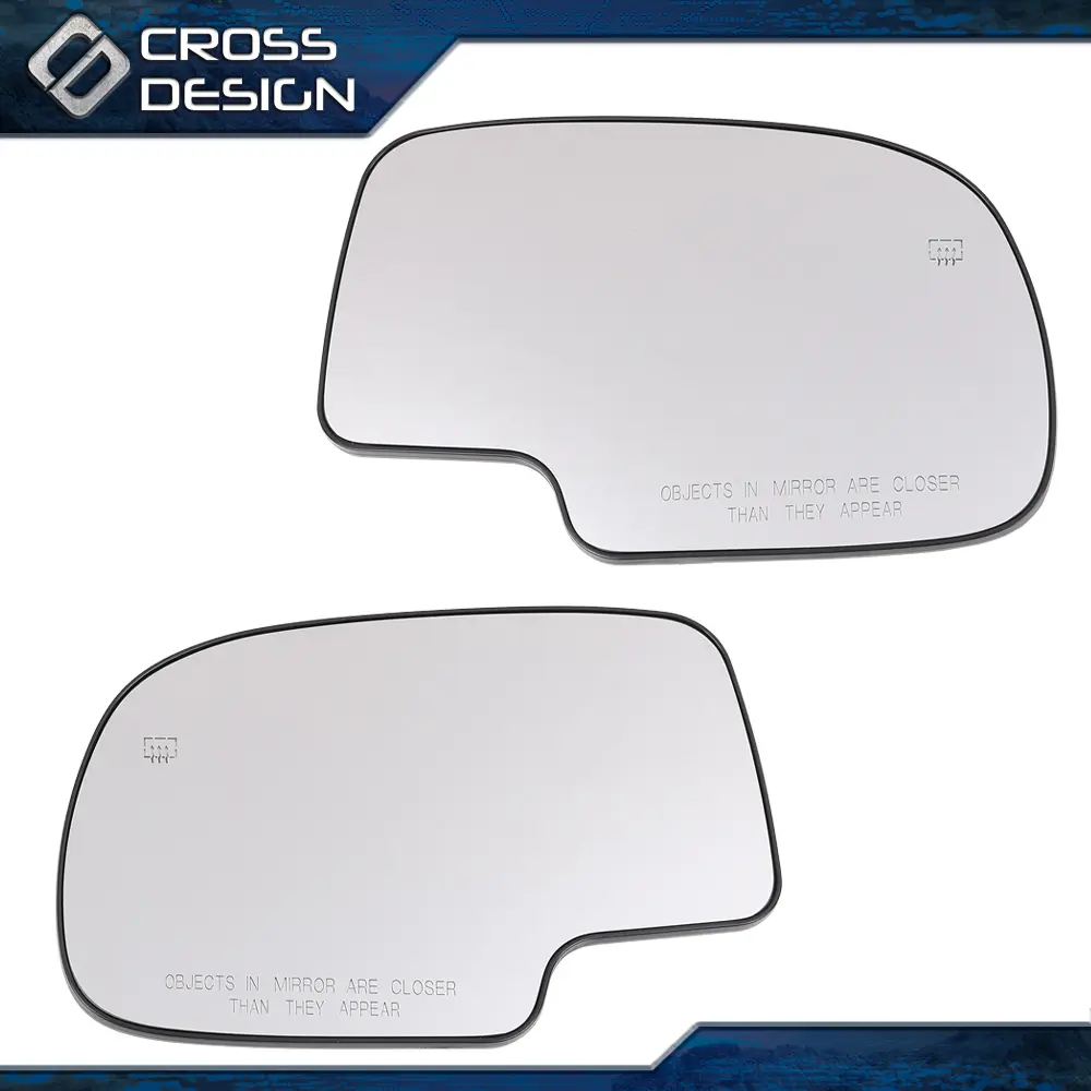 CROSSDESIGN Power Heated Replacement Mirror Glass Set - RH & LH Driver/Passenger Sides - Car Exterior Accessory for 99-07 Chevy Silverado, GMC Yukon, Yukon XL, Sierra, Avalanche Trucks, Gmc Sierra, Gmc Yukon Xl