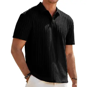Dokotoo Men Mens Knit Polo Top Shirts ShortSleeve Button Down Texture Polo TShirts Casual Golf Polo Collared Shirts Biker Menswear