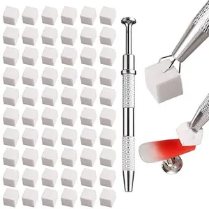 100PCS Nail Art Sponge Set with Grab Pen & Brush – Soft Sponges for Ombre & Aura Nails, Professional Manicure Tools & DIY Nail Accessories