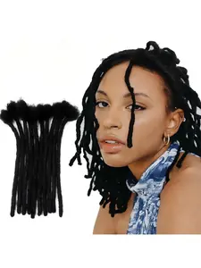 Loc Extensions Human Hair, 10-100 Strands Permanent Dreadlock Extensions Human Hair 0.6cm Width 100% Full Handmade Braided Dreads Can Be Dyed and Bleached(black,4-16 inch )
