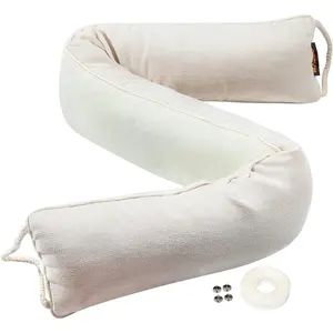 Door Draft Stopper 32 Inch-Beige, Sound Proof Door Snake Draft Insulation Stopper with Hook Loops Weighted Blocker