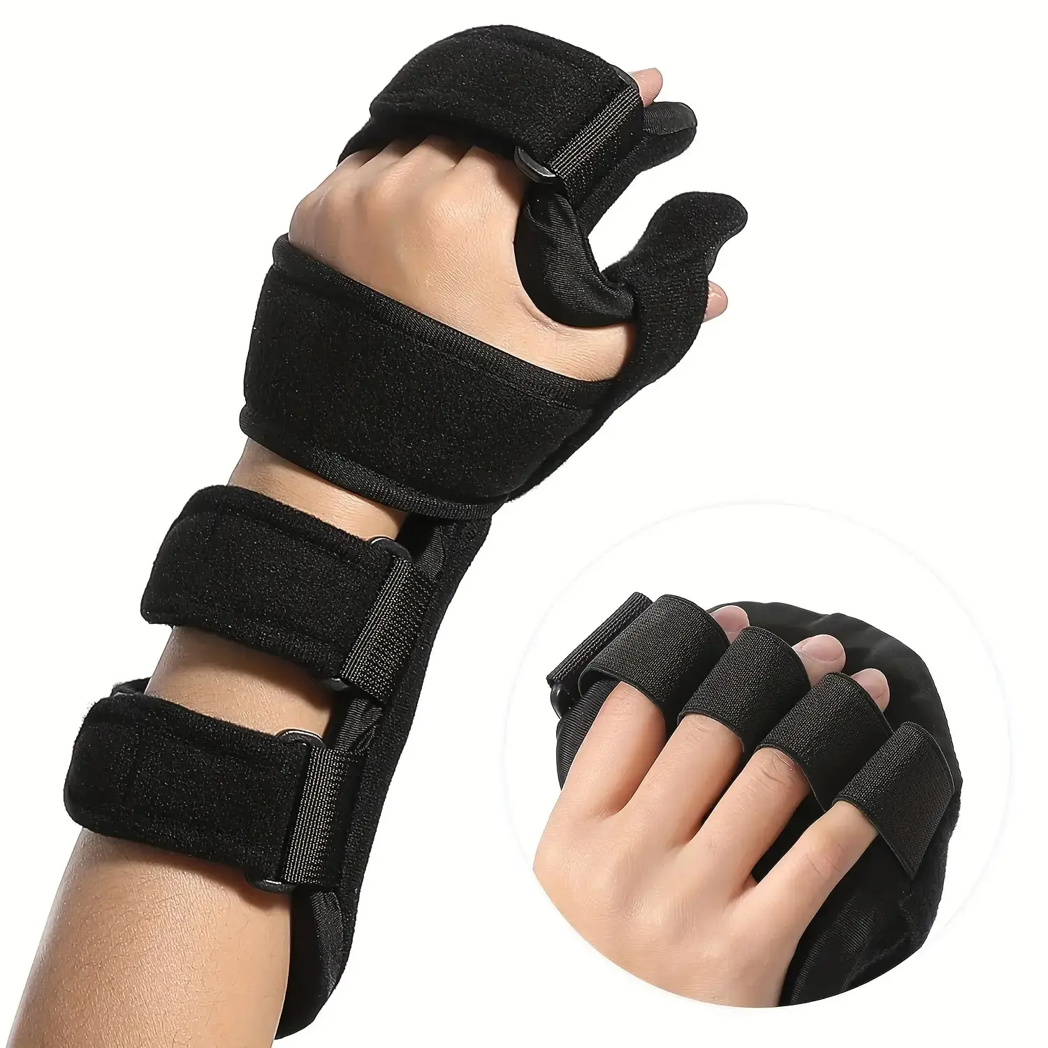 1pc Adjustable Hand Splint with Finger Separator & Thumb Stabilizer Ergonomic Night Immobilizer for Carpal Tunnel Syndrome, Wrist, Stabilizing Support with Breathable Padding & Secure Strap - Ideal for Typing, Gripping,  Healthcare