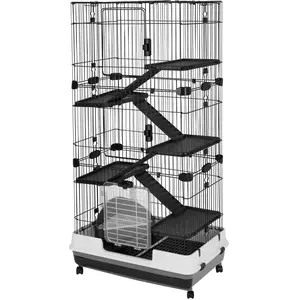 212 MAIN A-E Cage Nibbles Deluxe 6-Level Small Animal Cage, 39x26x60 in, 57.76 lbs, Large Space Habitat with Drop-Down Door/Ramp, Easy to Clean