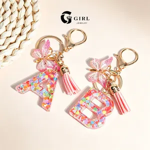 GGIRL A Unique, Personalized 26-Letter Keychain With A Cute Butterfly Tassel Design And Colorful Glitter Accents. Perfect For Bags And Keys, This Makes An Absolutely Perfect Custom Gift For Your Best Friend, Significant Other, Or Any Friend.