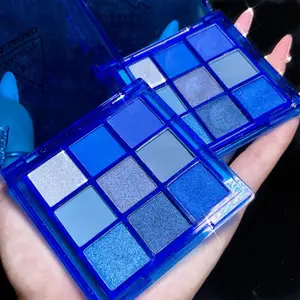 Blue Eyeshadow Palette, 9 Colors, Matte Shimmer Metallic, Pearl Matte Finish, Waterproof and Easy to Apply, Perfect for Party and Daily Makeup, Glitter Shimmer Eyeshadow, Glitter Eyeshadows