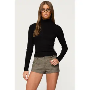Saskia Fitted Ribbed Turtle Neck Top