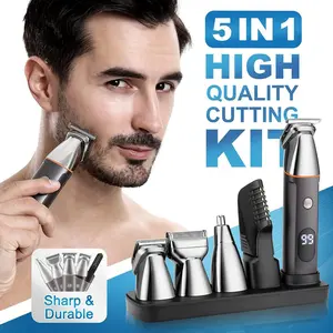 5 in 1 Electric Hair Trimmer for Men, 1 Set Cordless Hair Clipper Kit, Comfort Waterproof Electric Shaver & Facial Hair Removal Tool & Hair Remover Kits, Perfect for Home & Travel