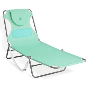Ostrich Chaise Lounge Folding Sunbathing Poolside Comfort Beach Chair, Teal Ostrich Chaise Lounge Folding Sunbathing Poolside Comfort Beach Chair, Teal