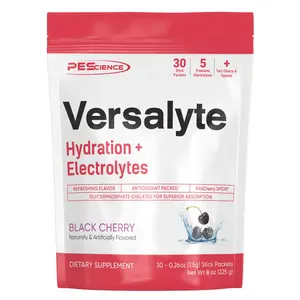 PEScience Versalyte Electrolytes Powder Stick Packs for Hydration and Replenishment with 5 Premium Electrolytes and Tart Cherry Flavor 30 Packets - Antioxidant Nutrition