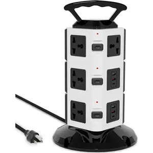 Power Strip Tower with 10 Outlets, 4 USB-A & 2 USB-C Ports, 1875W/15A Heavy Duty  Station for Multiple Devices, Plug Tower with 6ft Extension Cord, for , Office, Dorm