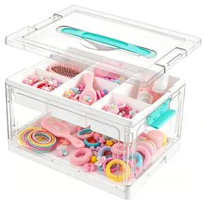 Vtopmart 1-2Pack 24QT Clear Plastic Craft Organizers and Storage Box with Removable Trays and Dividers, Art Supply Organizers and Storage, Ideal Containers for Coloring Books, Toys, Craft Supplies, Medicine, Playdough, Transparent