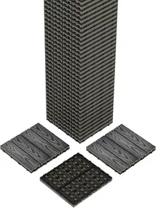 48-Pack 12"x12" Interlocking Composite Deck Tiles - Waterproof All-Weather Patio Flooring, Snap-Together Tiles for Poolside, Balcony, Porch, Garden & Outdoor(Grey, 48 Sq Ft)
