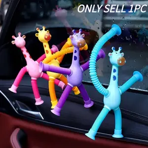 Cute Giraffe Suction Cup Toy, Pull String Tube Toy, Stress Relief Travel Toy for Kids, Stretchable Stress Relief, Boys and Girls Gift, Maracas Sensory Toy, Auditory Stimulation